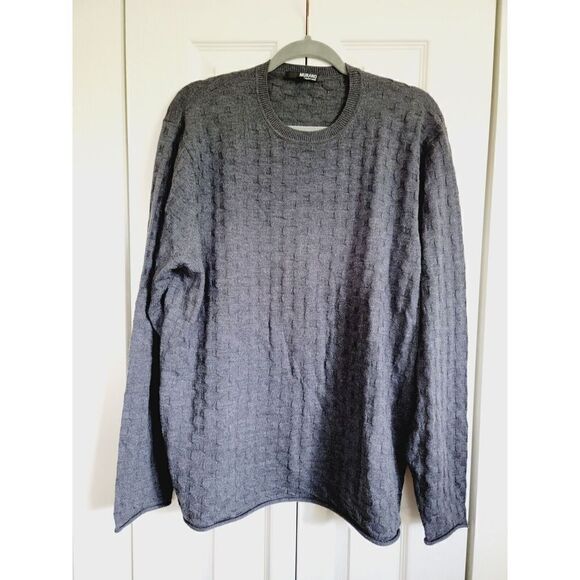 Murano Sweater XL Pullover‎ Extra Fine Merino Wool Crew Neck Grey Men's - Picture 1 of 6